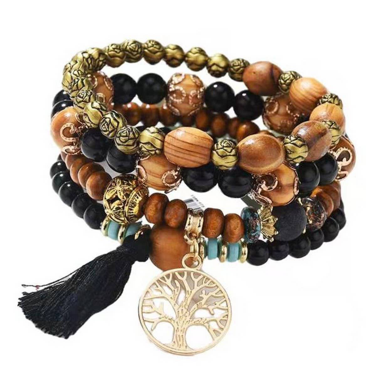 BOHEMIAN TASSEL WOODEN STRING FASHION BRACELET_CWASC0692