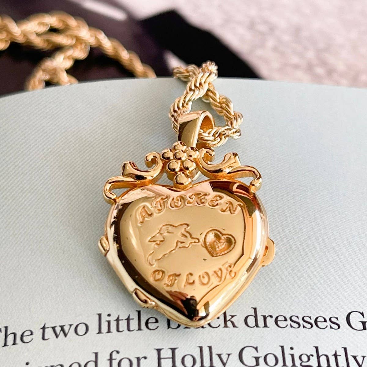 Heart Flower Album Pendant Necklace