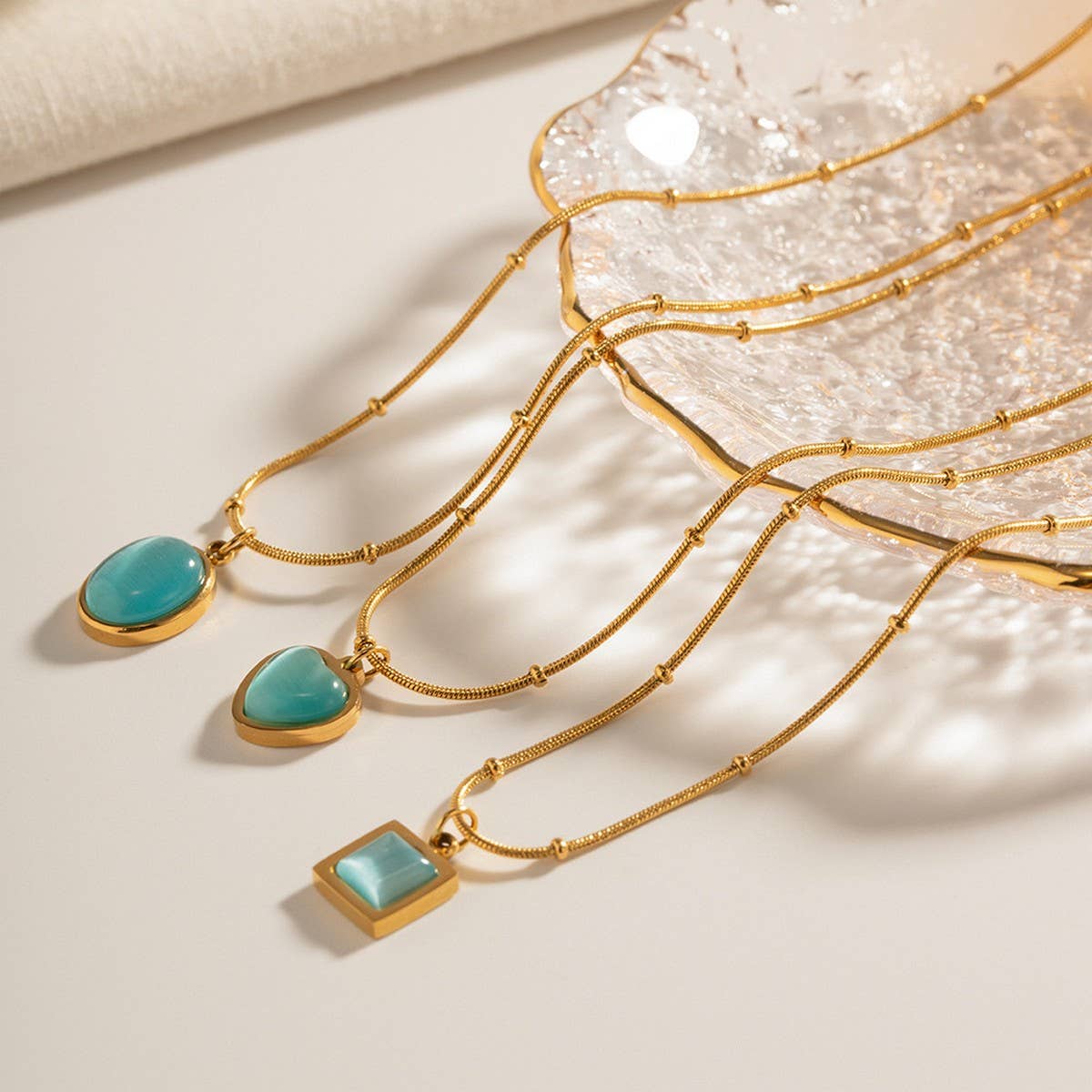 SMALL FRESH CAT'S EYE STONE SIMPLE NECKLACE_CWAJE1423