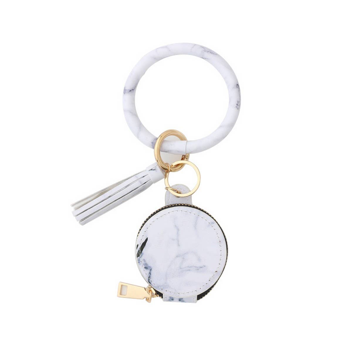 PU Leather Round Wristlet with Mirror & Pouch_CWMM7021