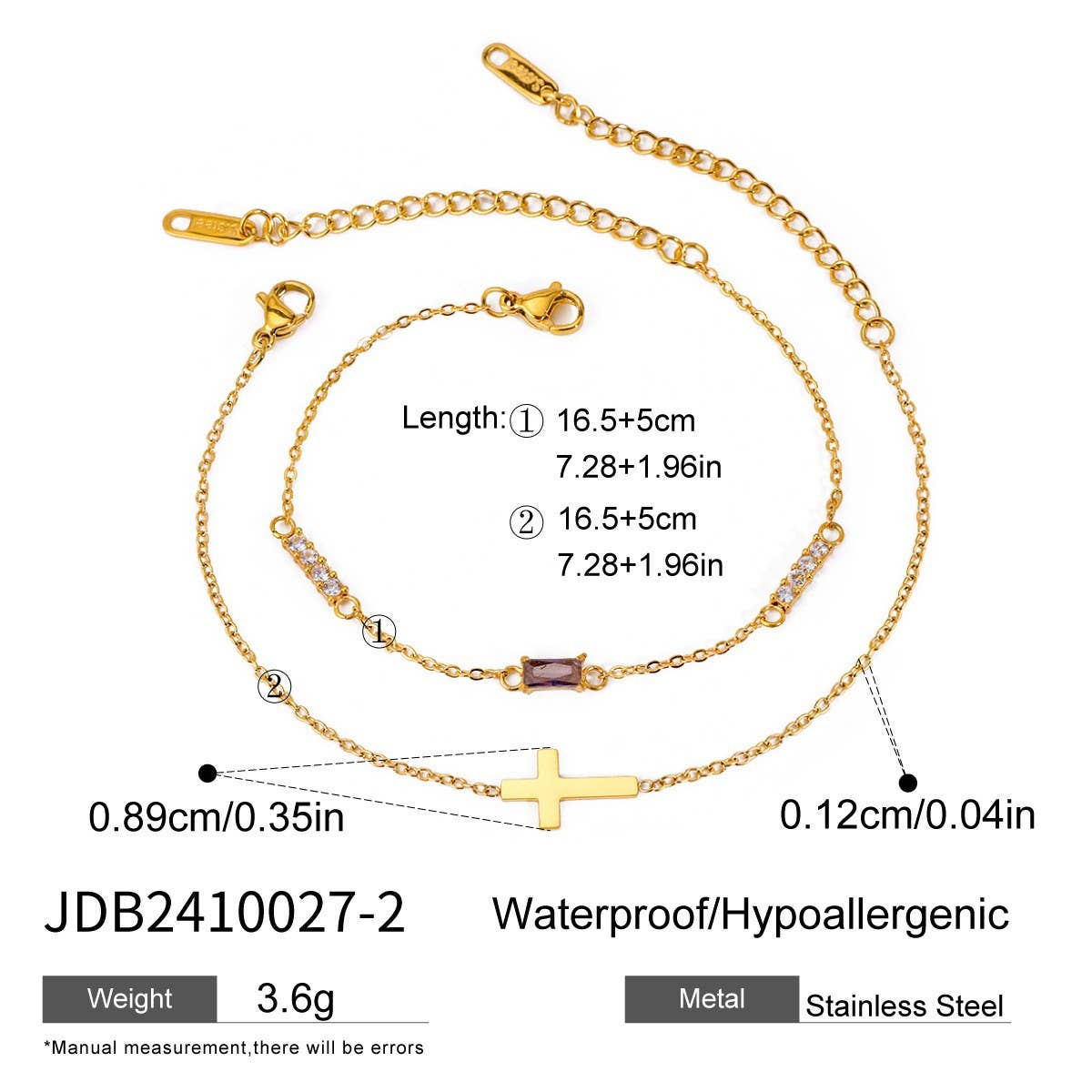 Titanium Double Layer Zodiac & Cross Bracelet