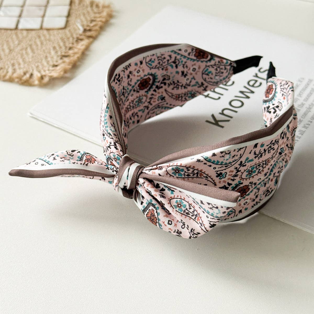Paisley Satin Wide Headband with Knot for Women_CWAHA1362