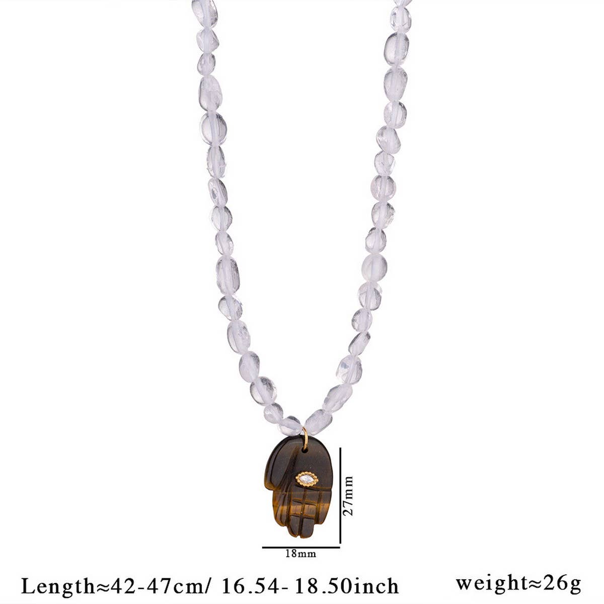 Lapis Tiger Eye Fatima Hand Beaded Necklace_CWMM7533