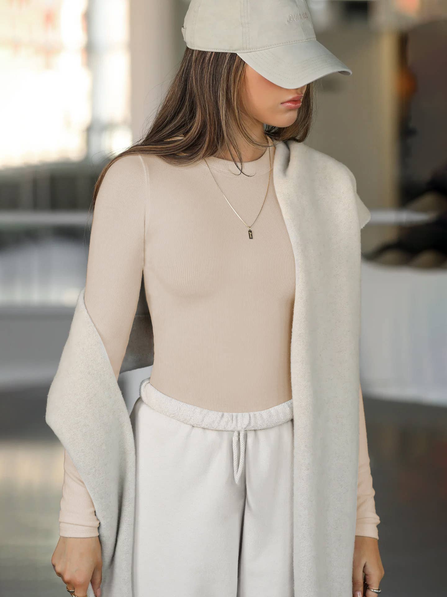 Y2K wind thread round neck long sleeve base T-shirt