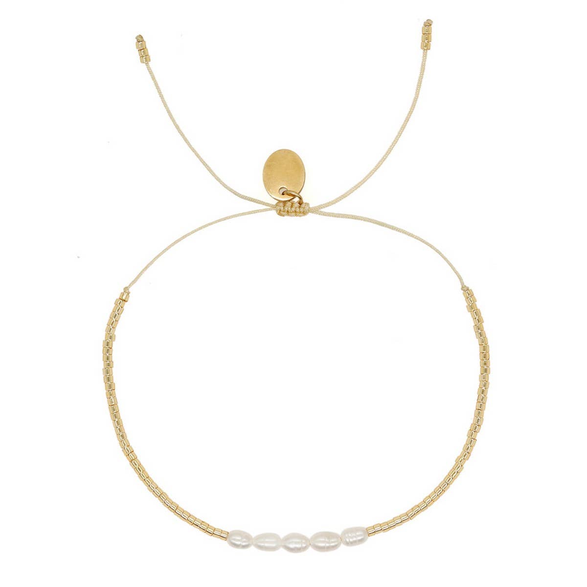 HANDMADE BAROQUE GOLD RICE BEAD BRACELET_CWAB4634