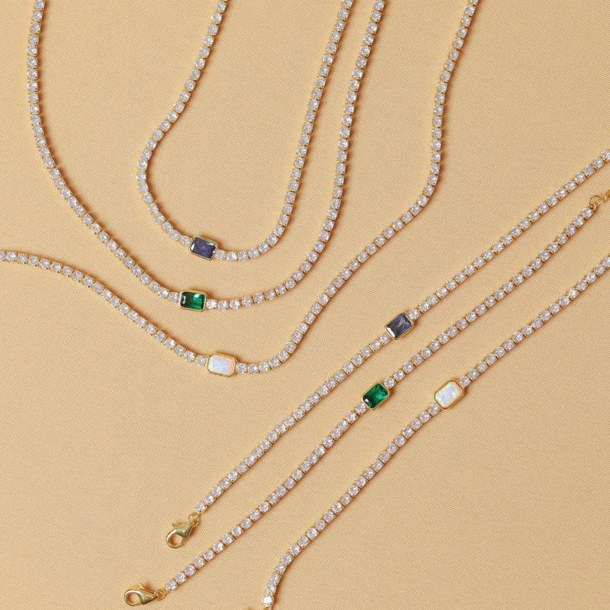 Stainless Steel Emerald Zirconia Necklace_CWMM5557