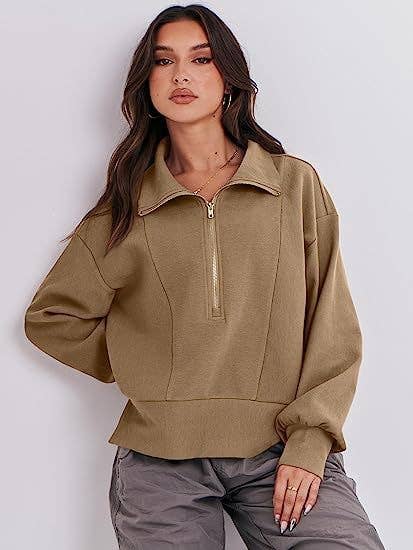 ZIPPER LONG-SLEEVED LOOSE PULLOVER SPORTS HOODIE