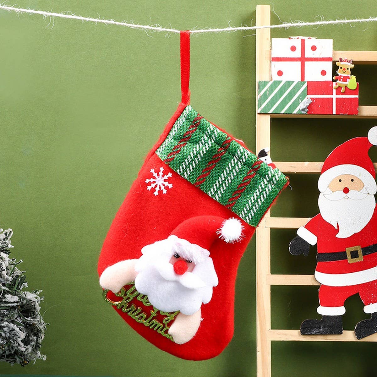 SEQUINED 3D SANTA CLAUS CHRISTMAS STOCKINGS