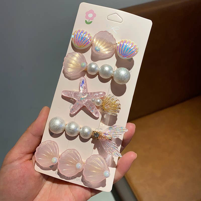 Starfish shell hair clip Liu seaside clip girl hair accessor