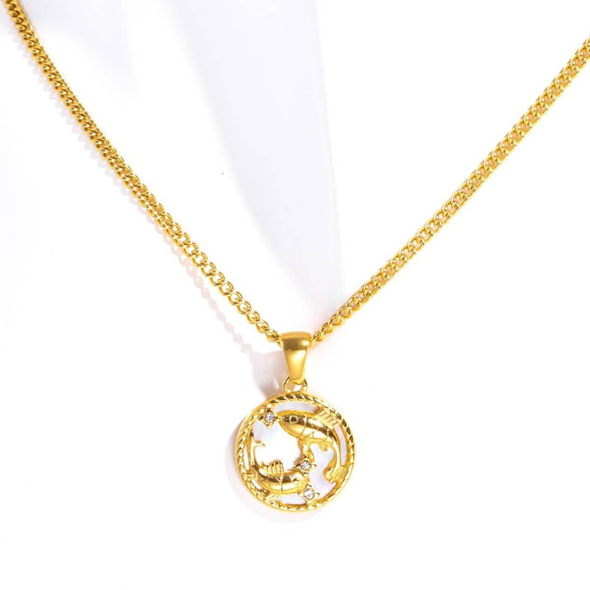 12 Constellations Shell Coin Necklace_CWMM3750