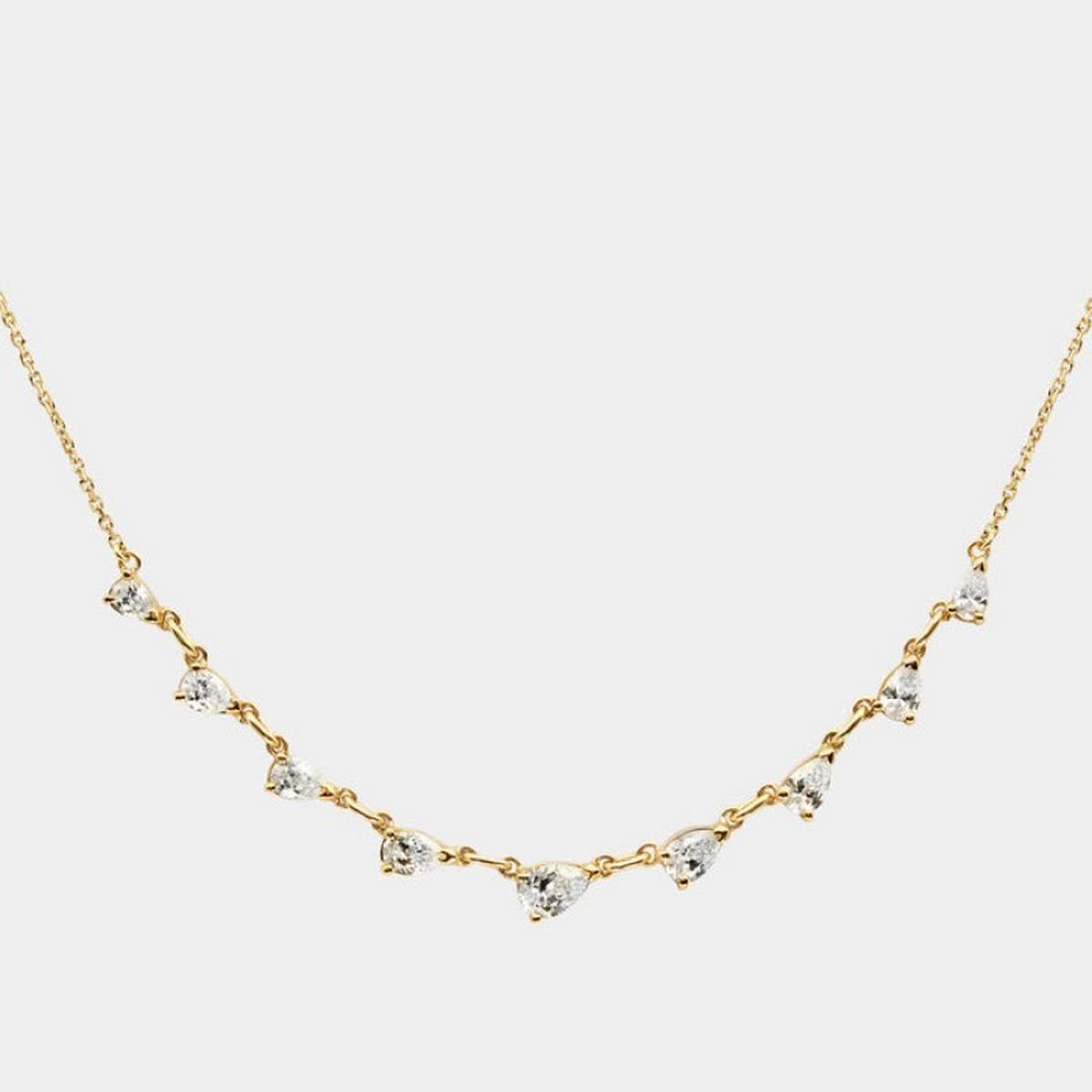 Zirconia Oval Round Pendant Necklace_CWMM5291