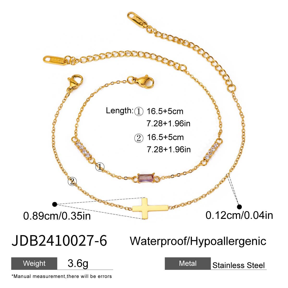 Titanium Double Layer Zodiac & Cross Bracelet