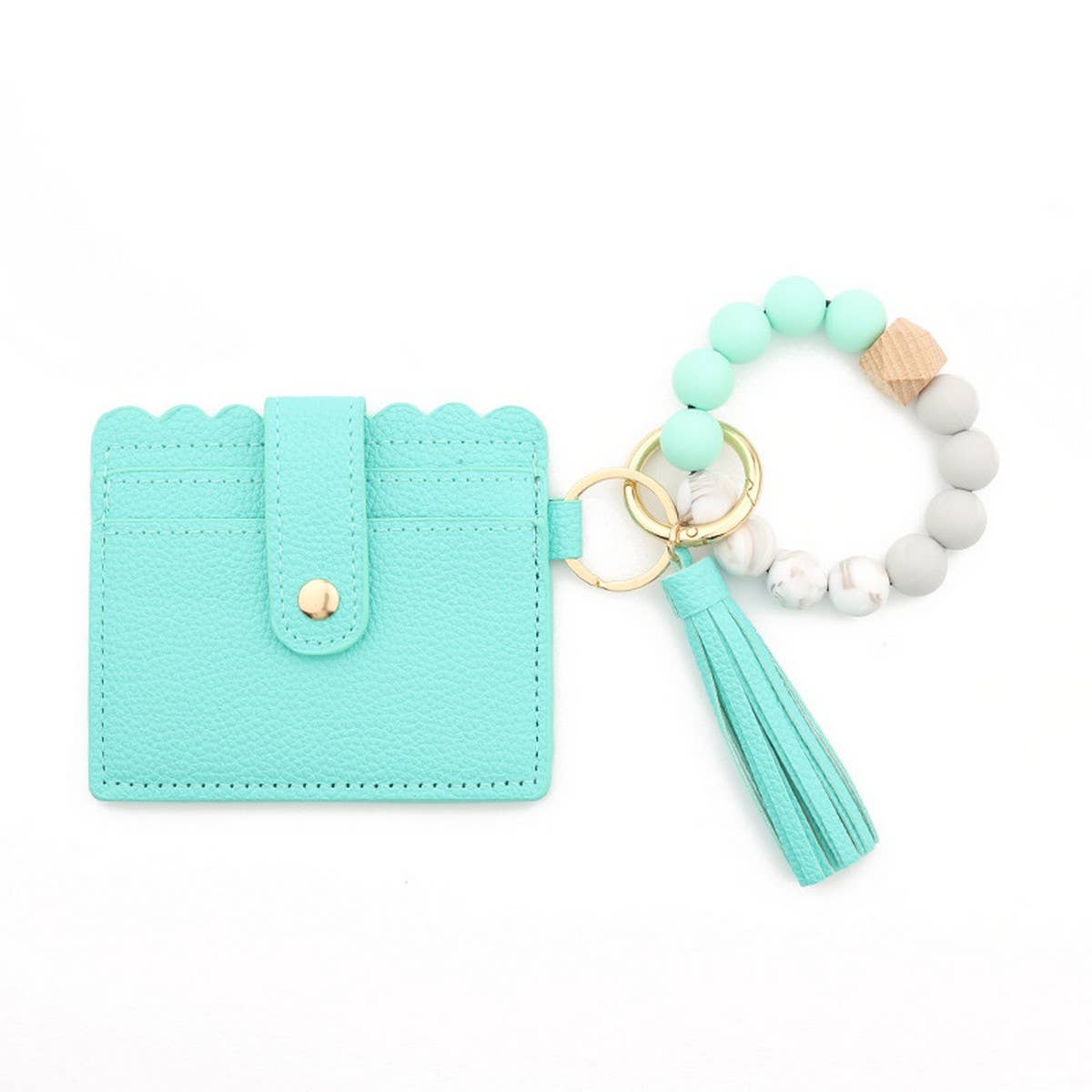 Leopard Print PU Wallet with Beaded Keychain_CWAB4931