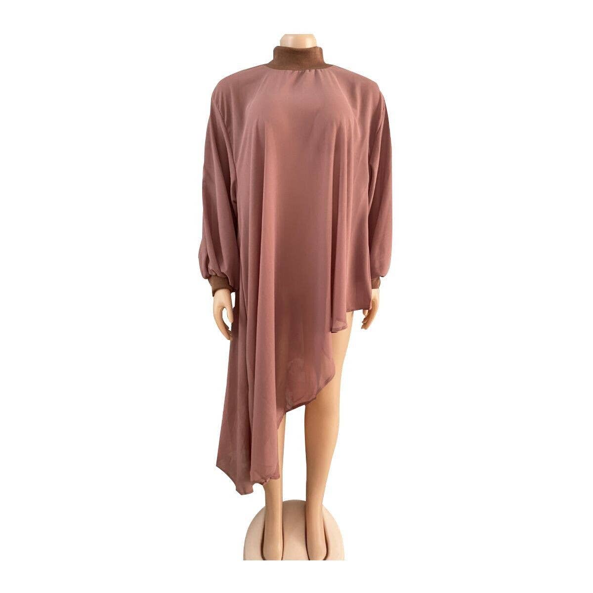 FASHION SOLID COLOR CHIFFON PLUS SIZE DRESS_CWDMD3682