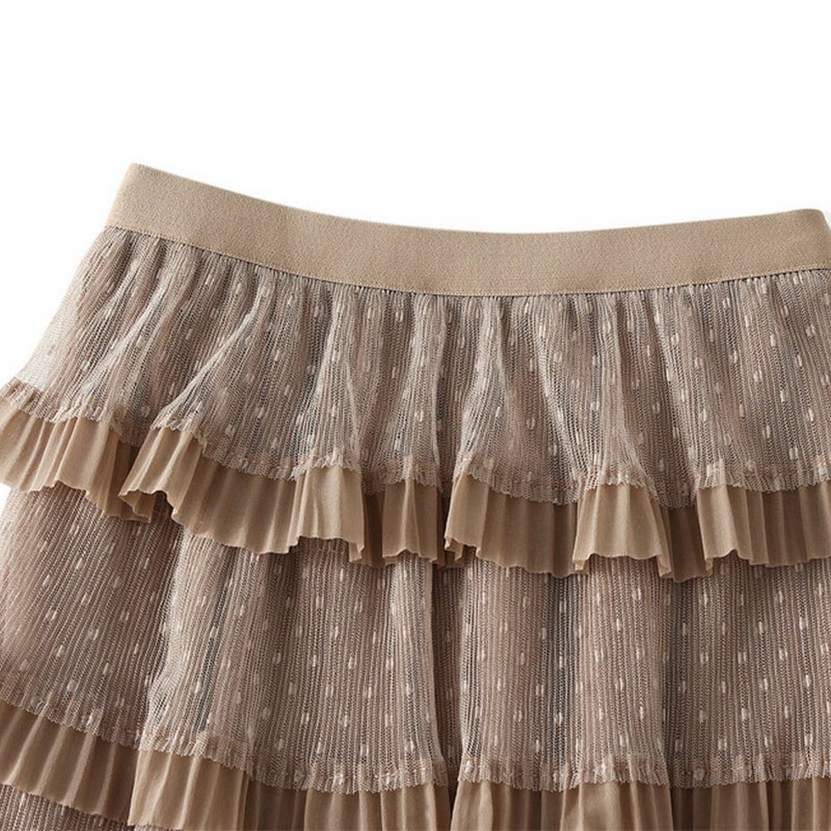 POLKA DOT MESH CAKE SKIRT ONE STEP LONG SKIRT_CWBMS0305