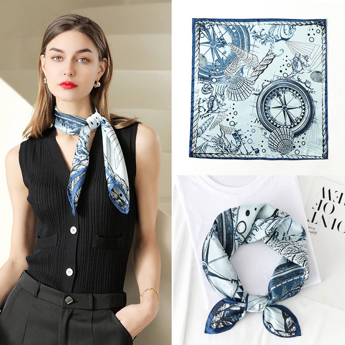 SILK FEELING SCARF MEDIUM SQUARE SATIN HEAD SCARF