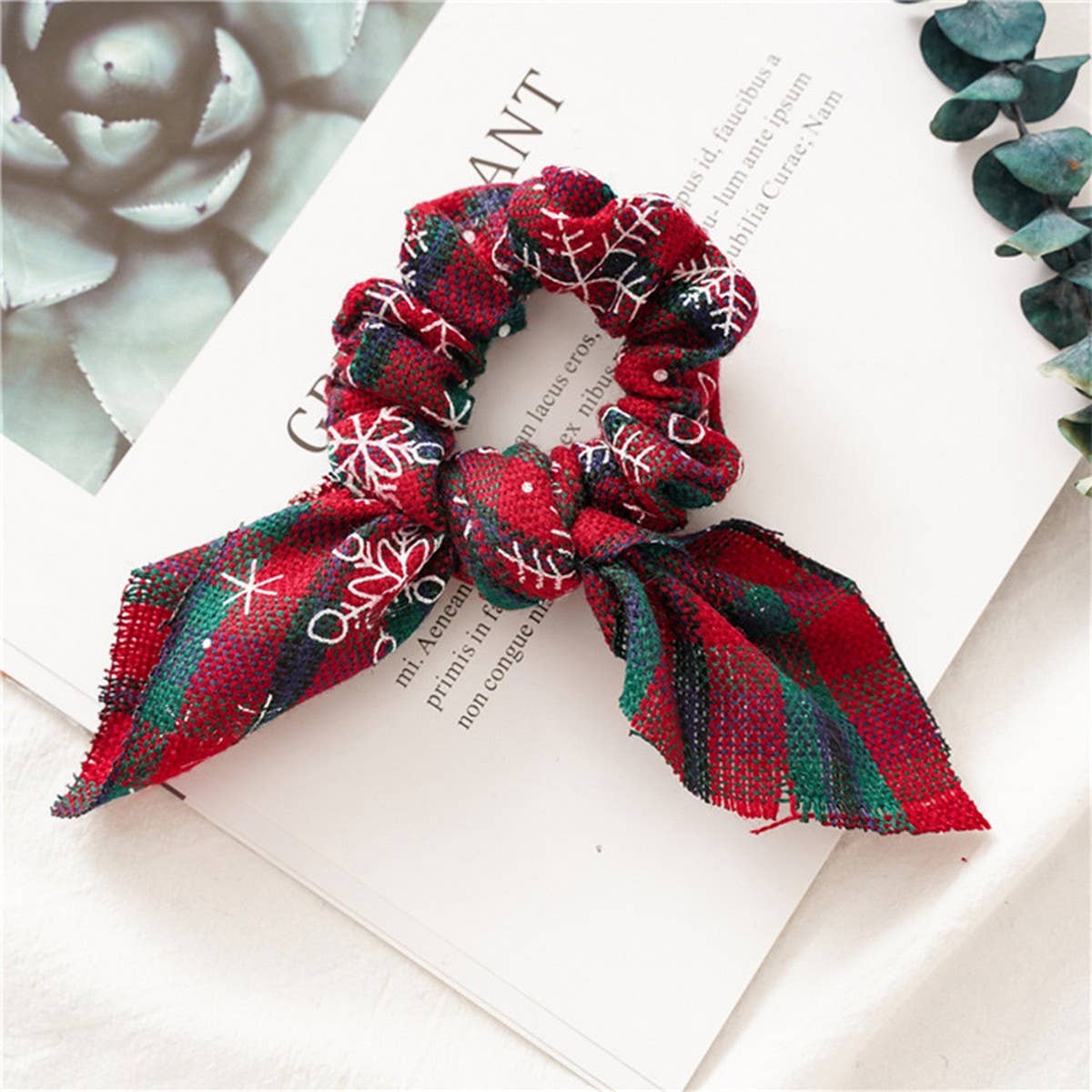 CHRISTMAS BUNNY EARS HAIR SCRUNCHIES