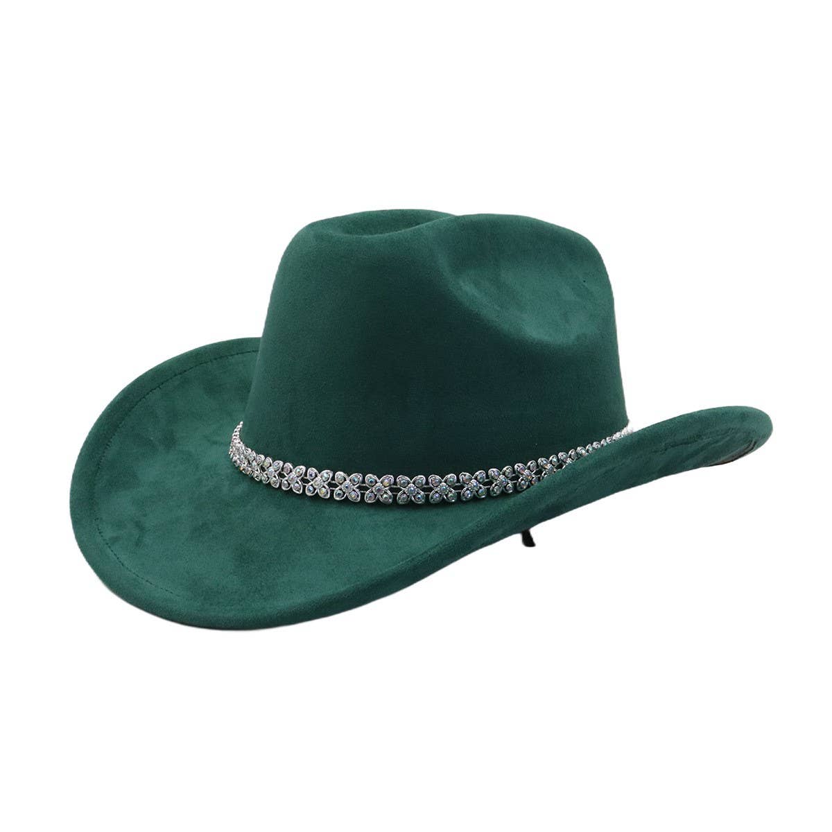Suede Cowboy Fedora Hat Western Ethnic Style_CWAH04421