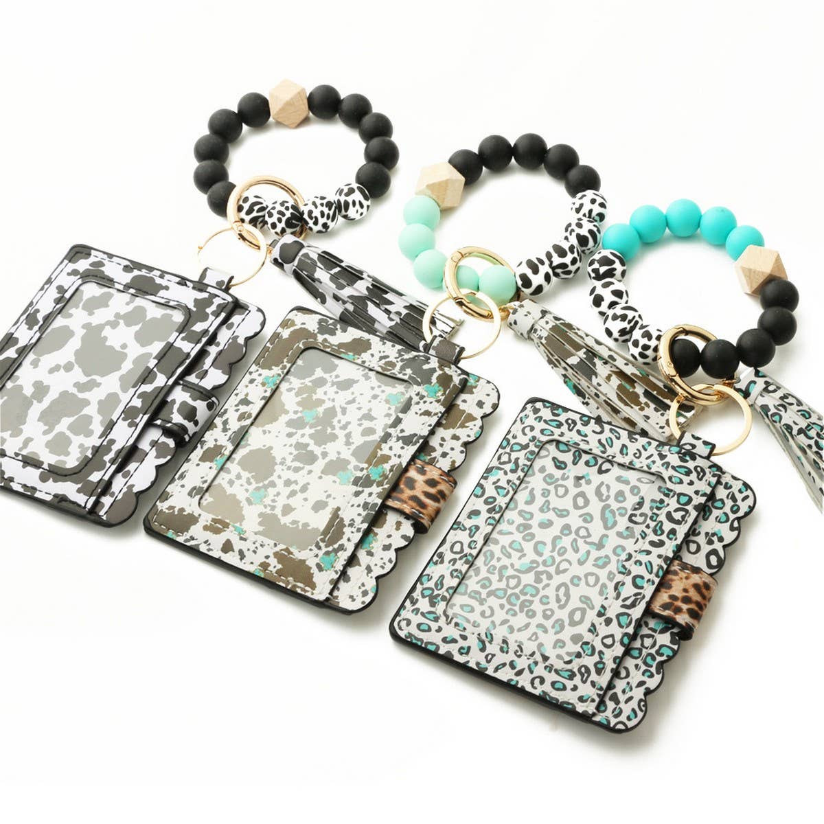 Western Bull Card Wallet with Beaded Keychain_CWAB4948