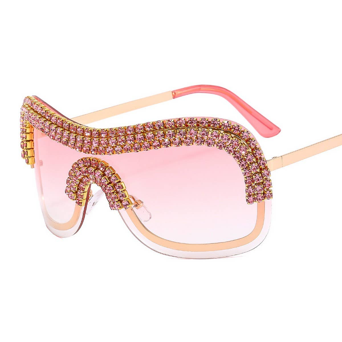 COOL ONE-PIECE METAL-RIM PUNK SUNGLASSES