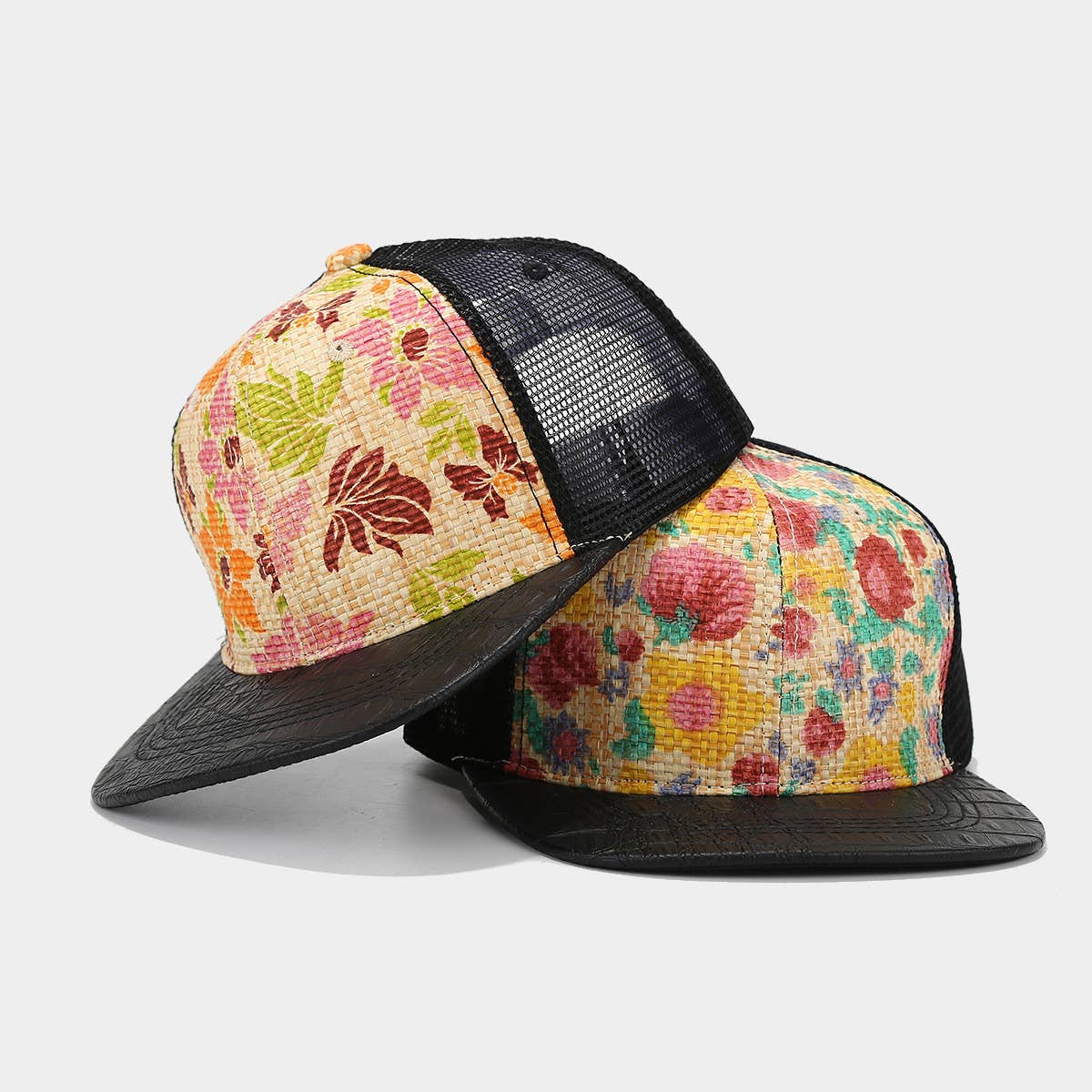 Printed Straw Mesh Baseball Cap, Summer Unisex_CWAH1628