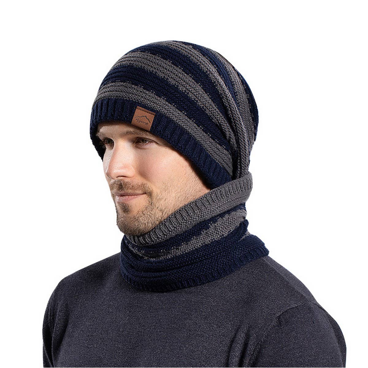 WARM FLEECE HAT AND SCARF TWO PIECE SET