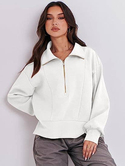 ZIPPER LONG-SLEEVED LOOSE PULLOVER SPORTS HOODIE