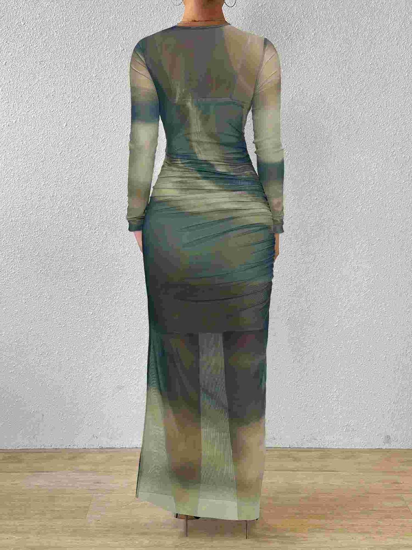Floral mesh with ribbon lining two-piece dress
