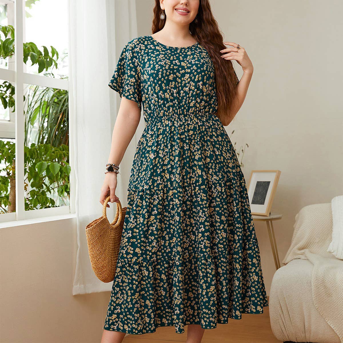 2025 Loose Floral Dress – Plus Size Casual Fit_CWDMD5961