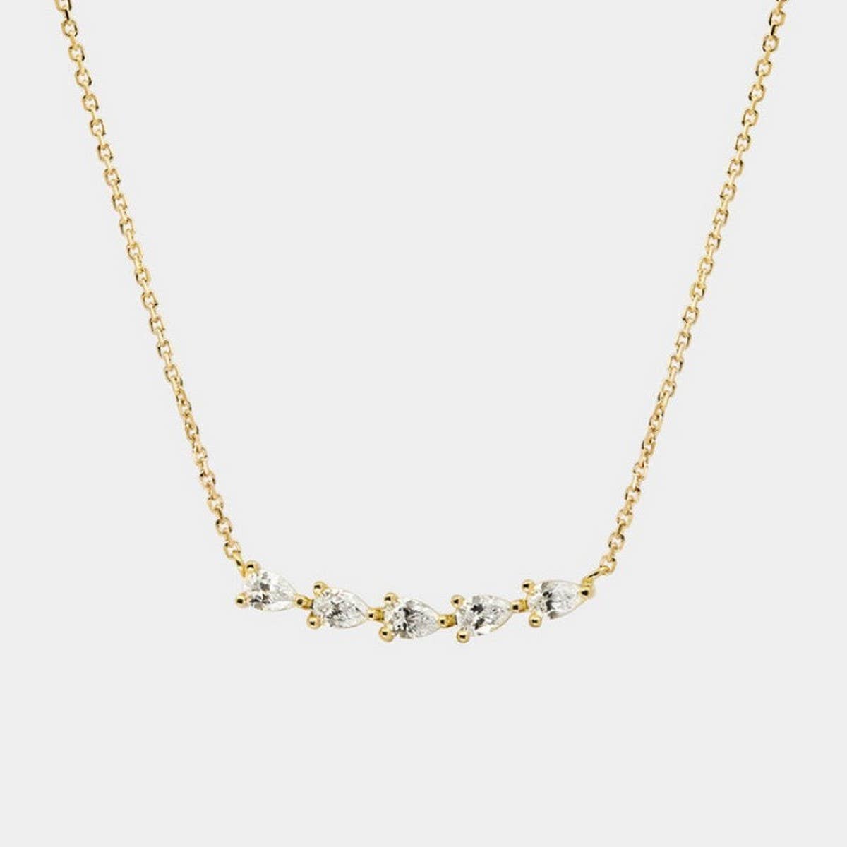 Zirconia Oval Round Pendant Necklace_CWMM5291