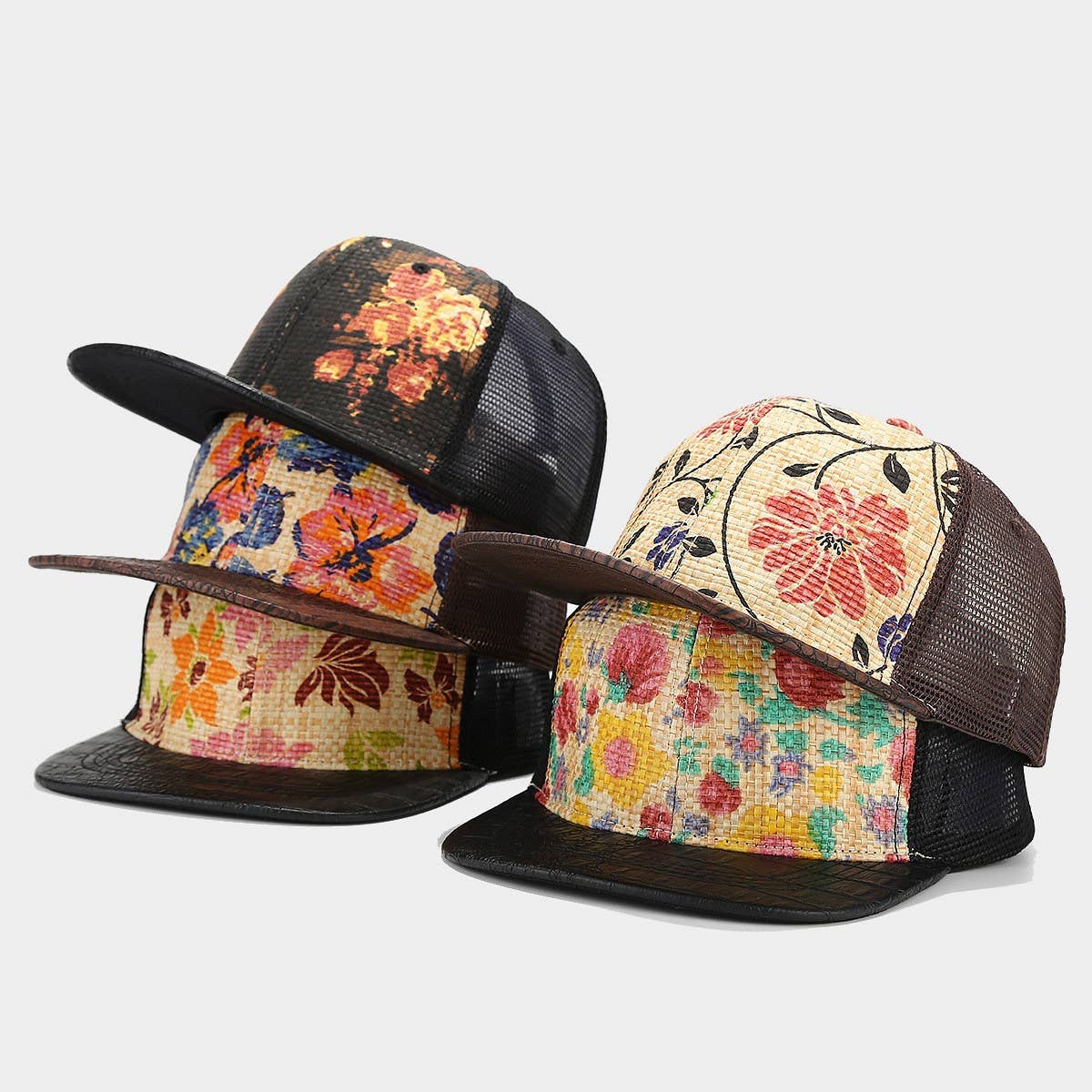 Printed Straw Mesh Baseball Cap, Summer Unisex_CWAH1628
