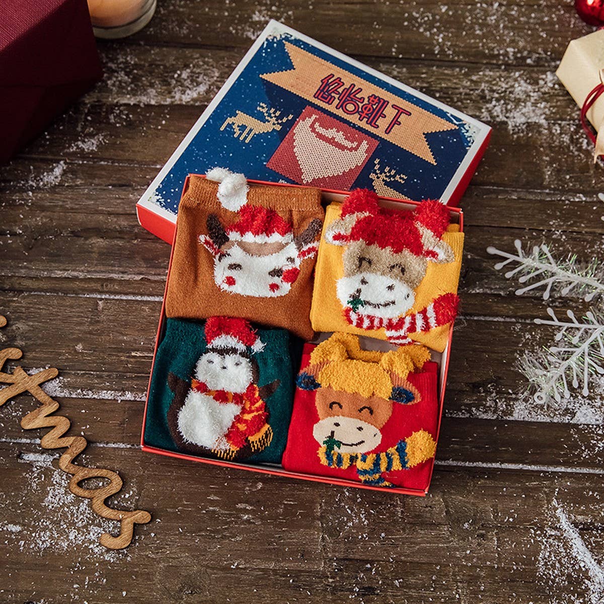 WARM CARTOON ANIMAL CHRISTMAS SOCKS