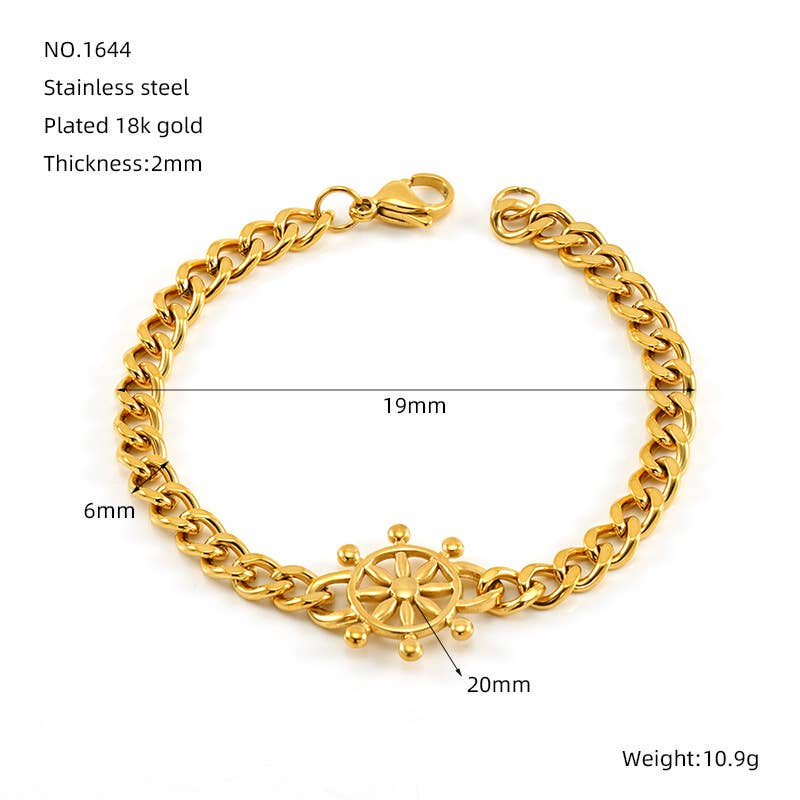 18K titanium steel bracelet Cuban chain anchor hand