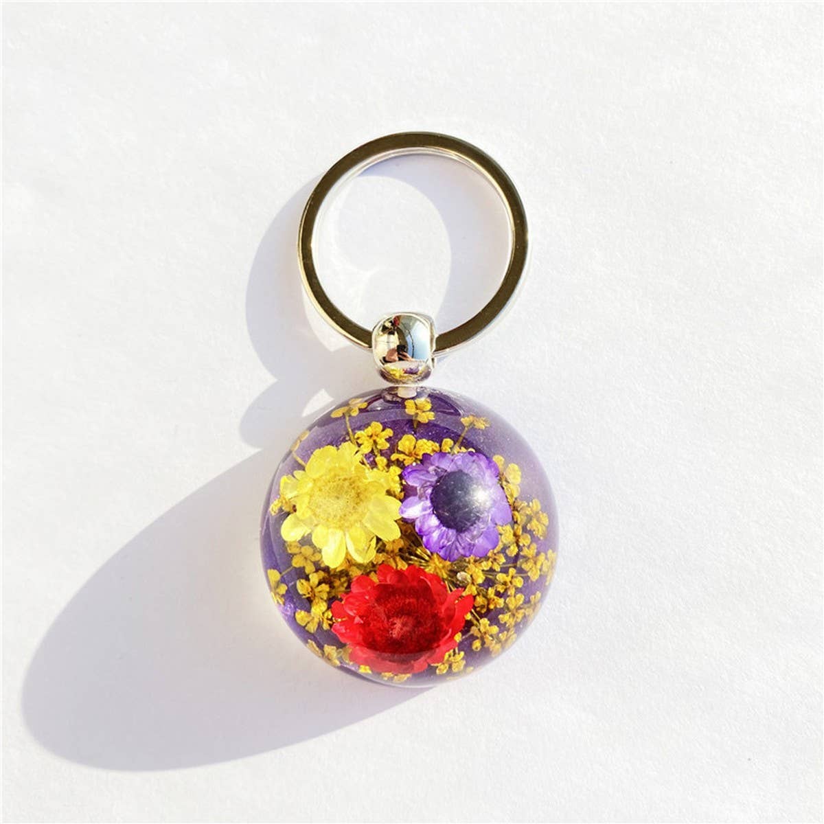 CREATIVE NEW STYLE DRIED FLOWER KEYCHAIN PENDANT