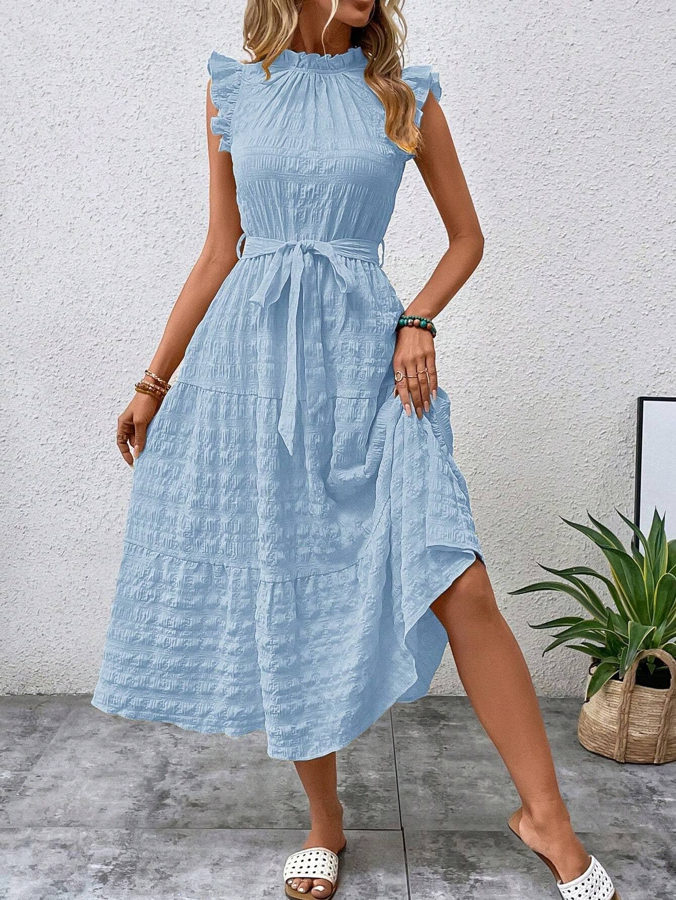 Wooden ear edge texture dress