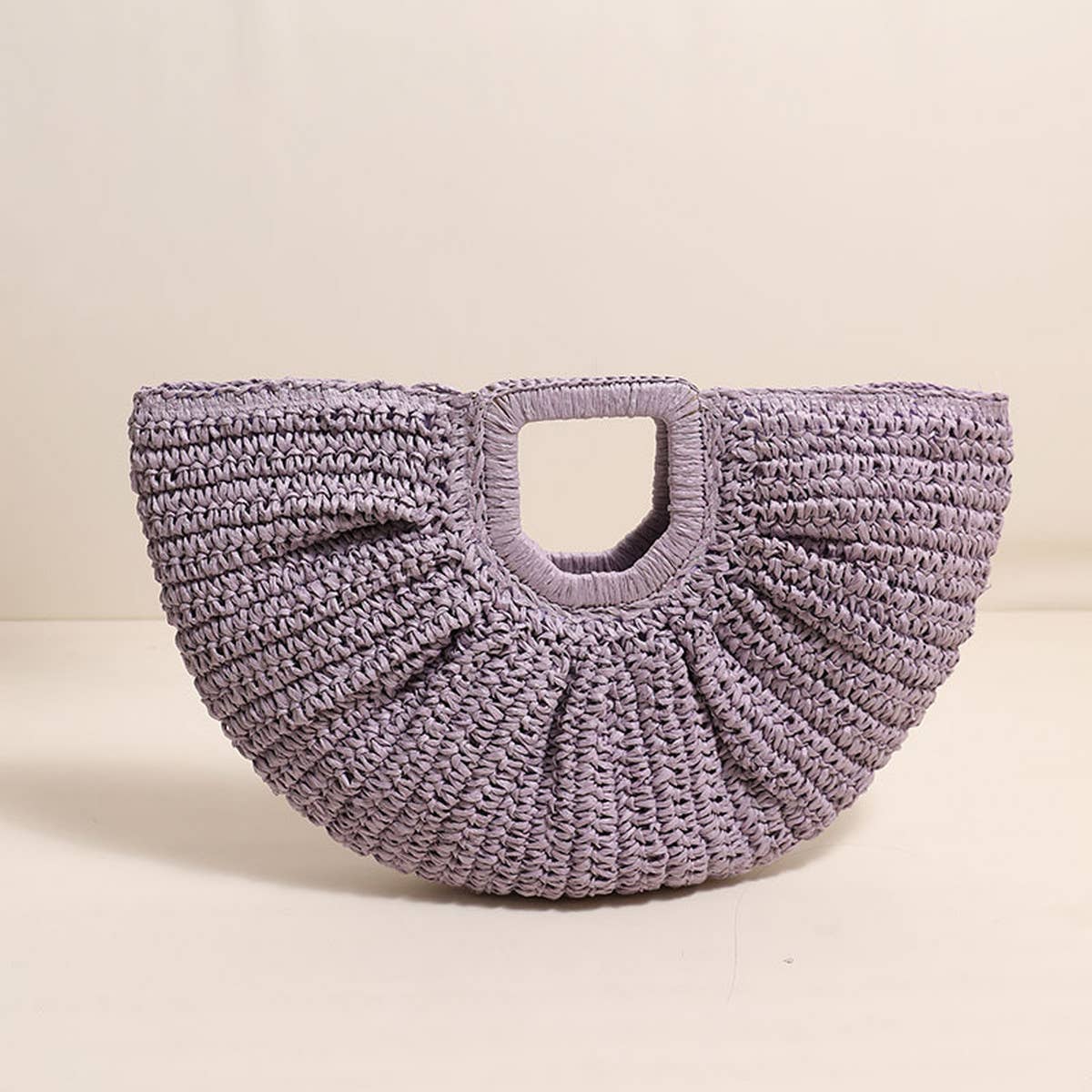 SQUARE HANDLE SEMI-CIRCLE PORTABLE STRAW BAG_CWAB1869