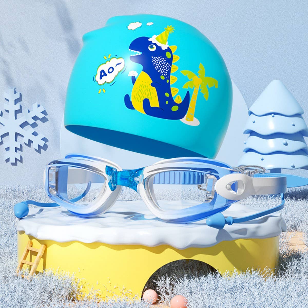 Kids HD Anti-Fog Swim Goggles & Cap ? Cute Style
