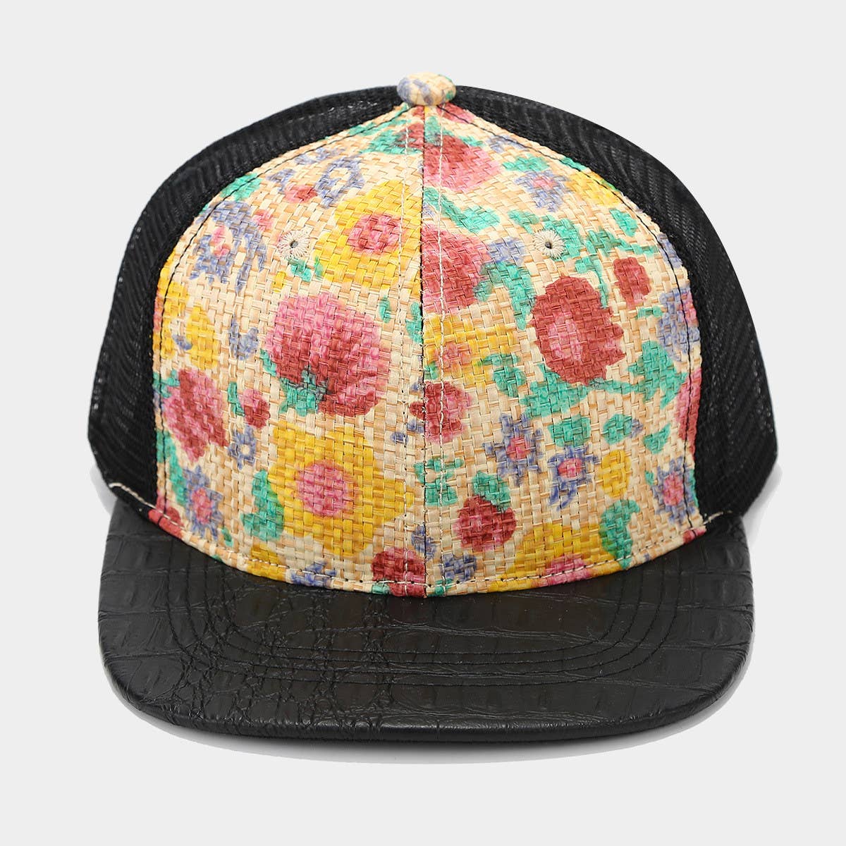 Printed Straw Mesh Baseball Cap, Summer Unisex_CWAH1628