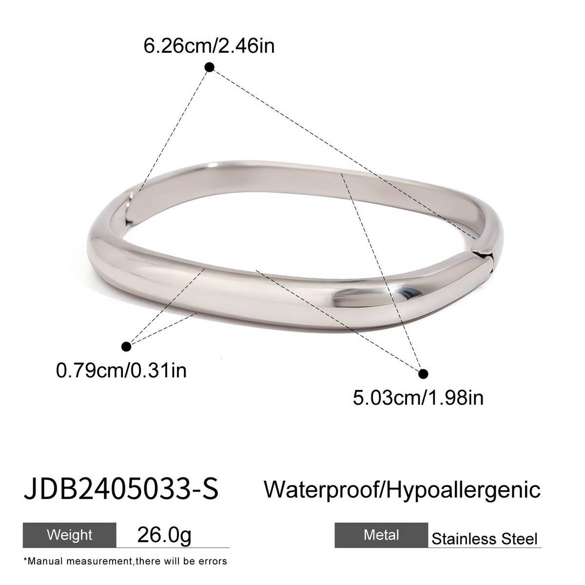 Minimalist Irregular Square Clasp Cuff Bracelet
