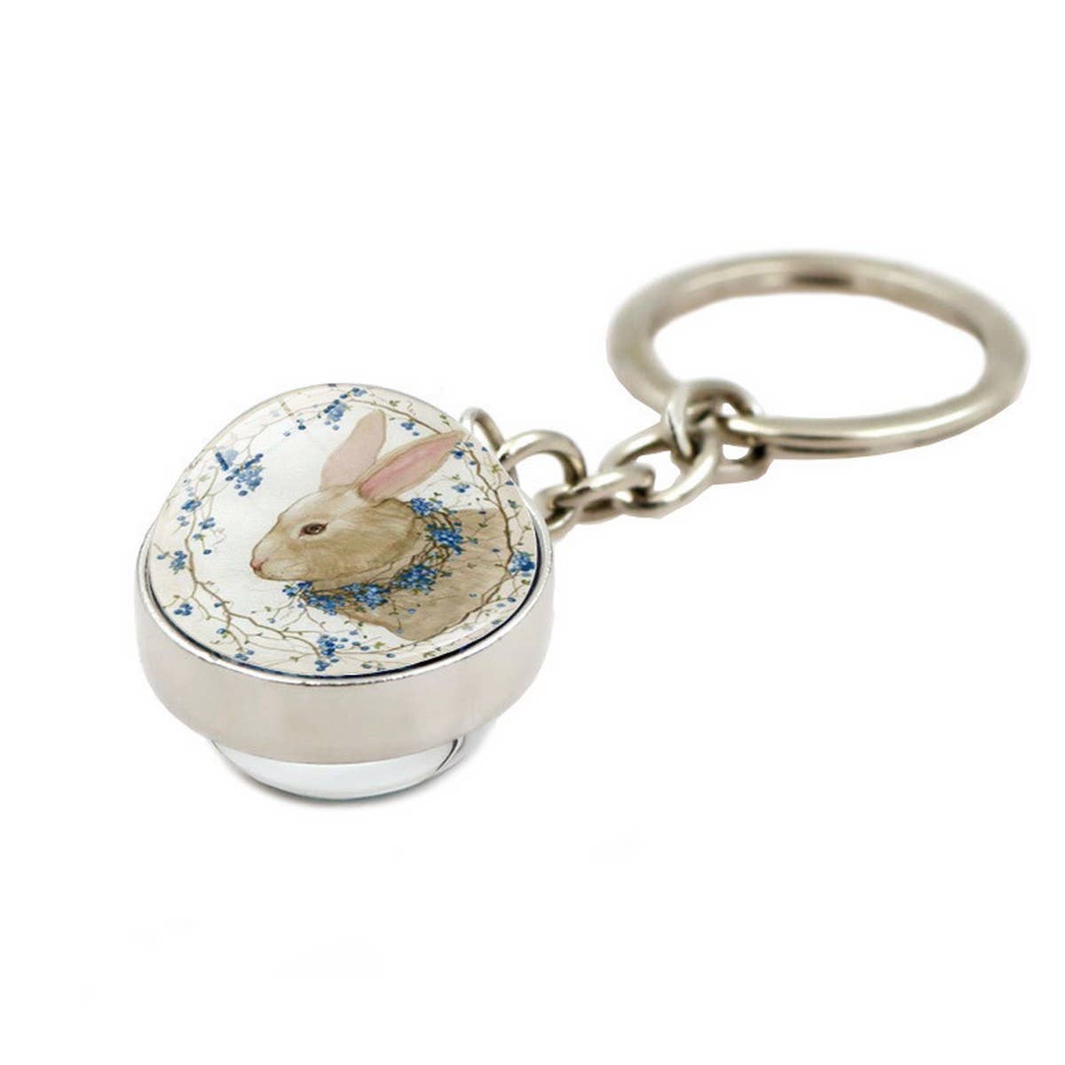EASTER RABBIT CRYSTAL GLASS BALL PENDANT KEYCHAIN