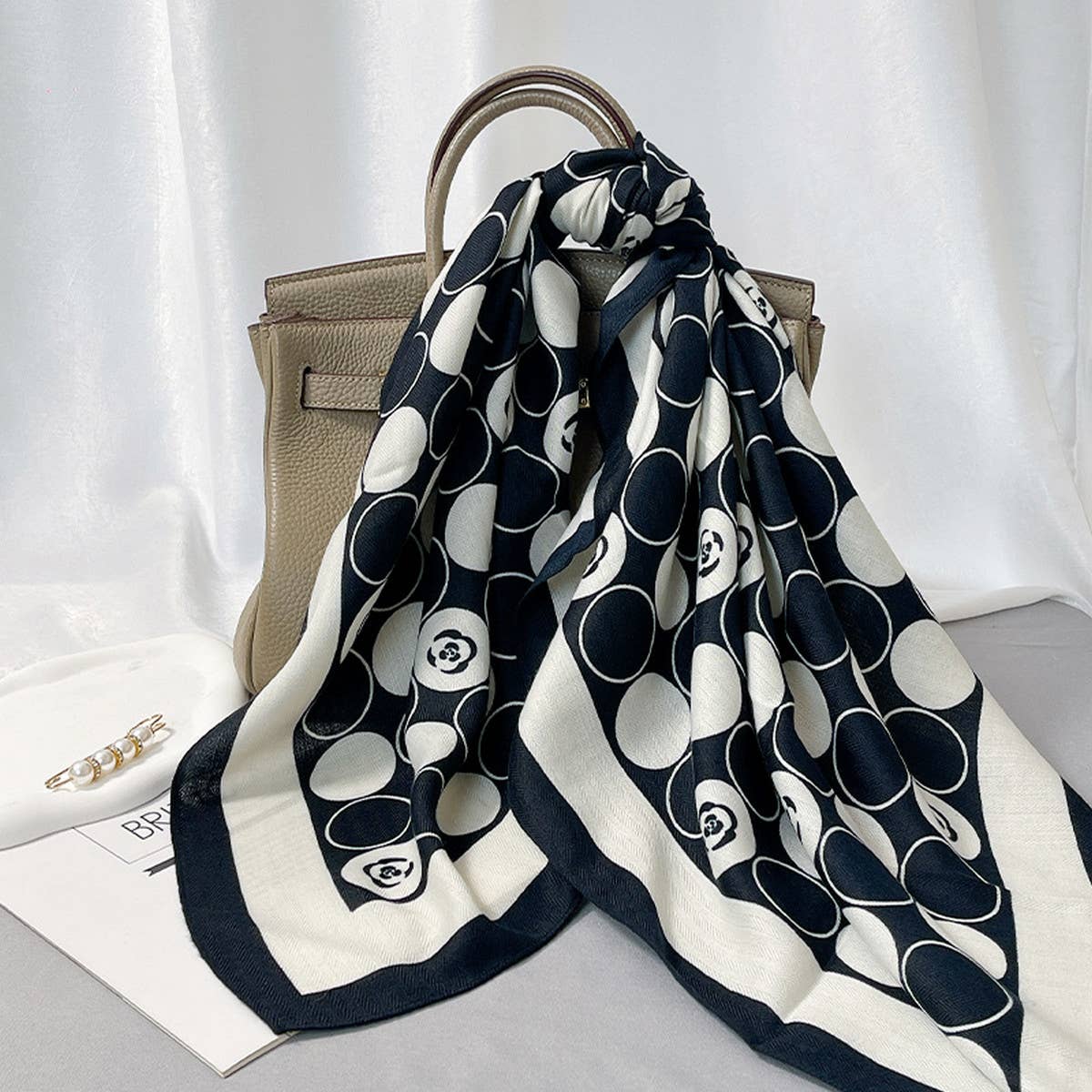 Herringbone Velvet Scarf ? 90cm Soft Winter Wrap