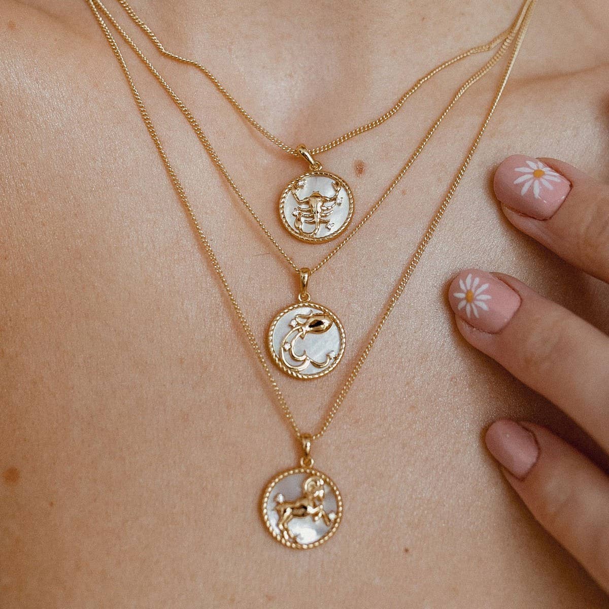 12 Constellations Shell Coin Necklace_CWMM3750