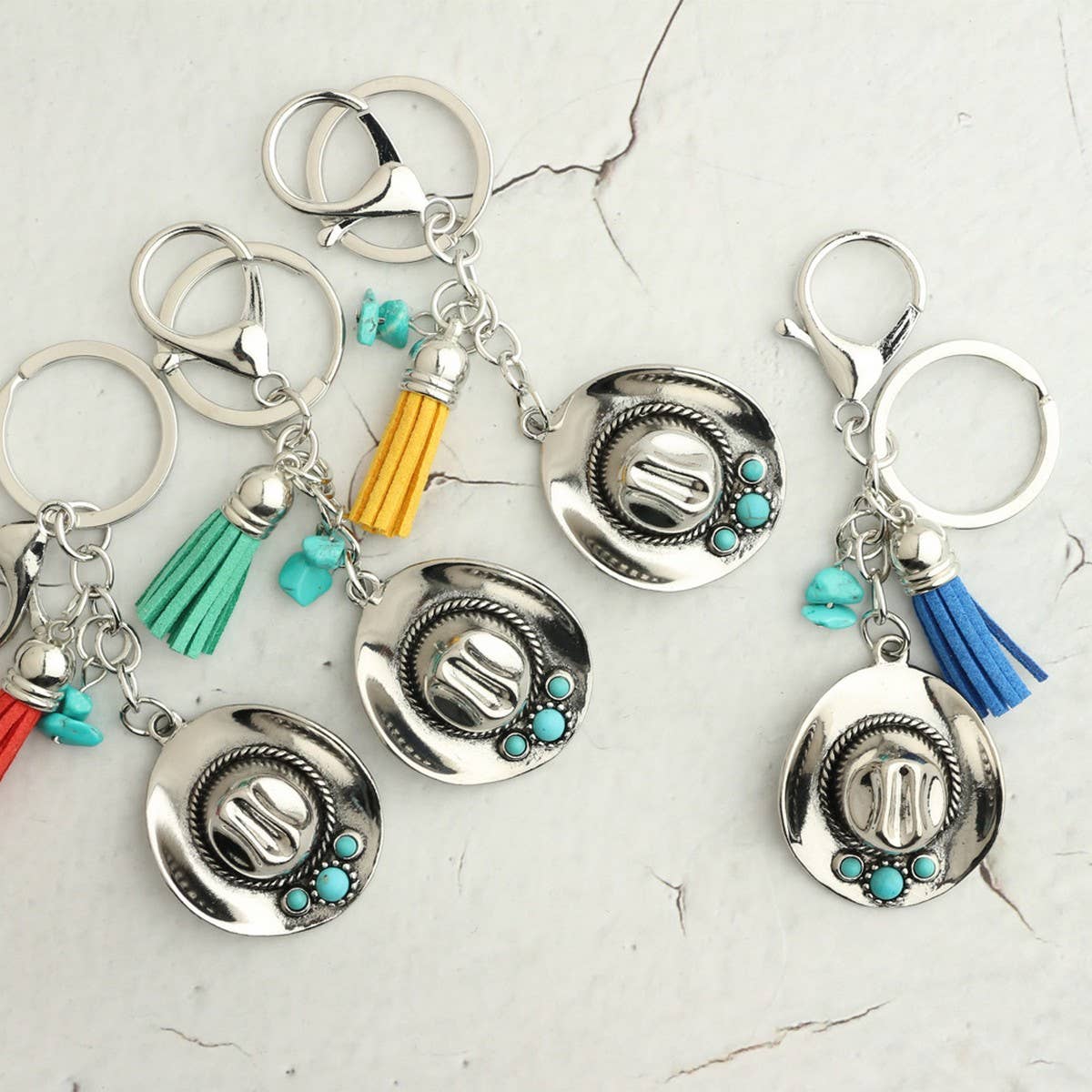 Boho Cowboy Hat Keychain with Vintage Western Charm_CWAB5083