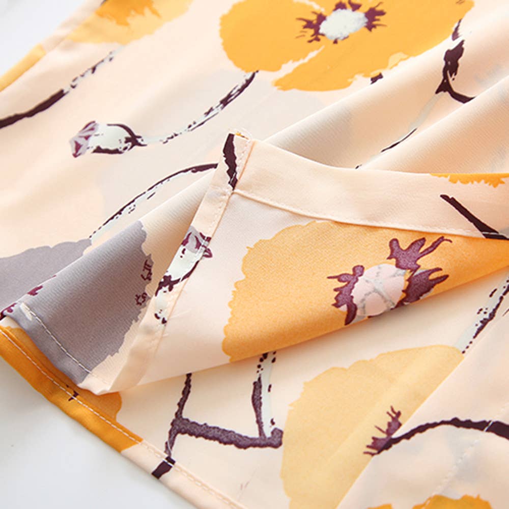 Floral vintage print loose long-sleeved shirt