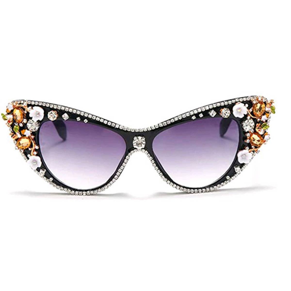 COLORFUL RHINESTONE CAT-EYE SUNGLASSES
