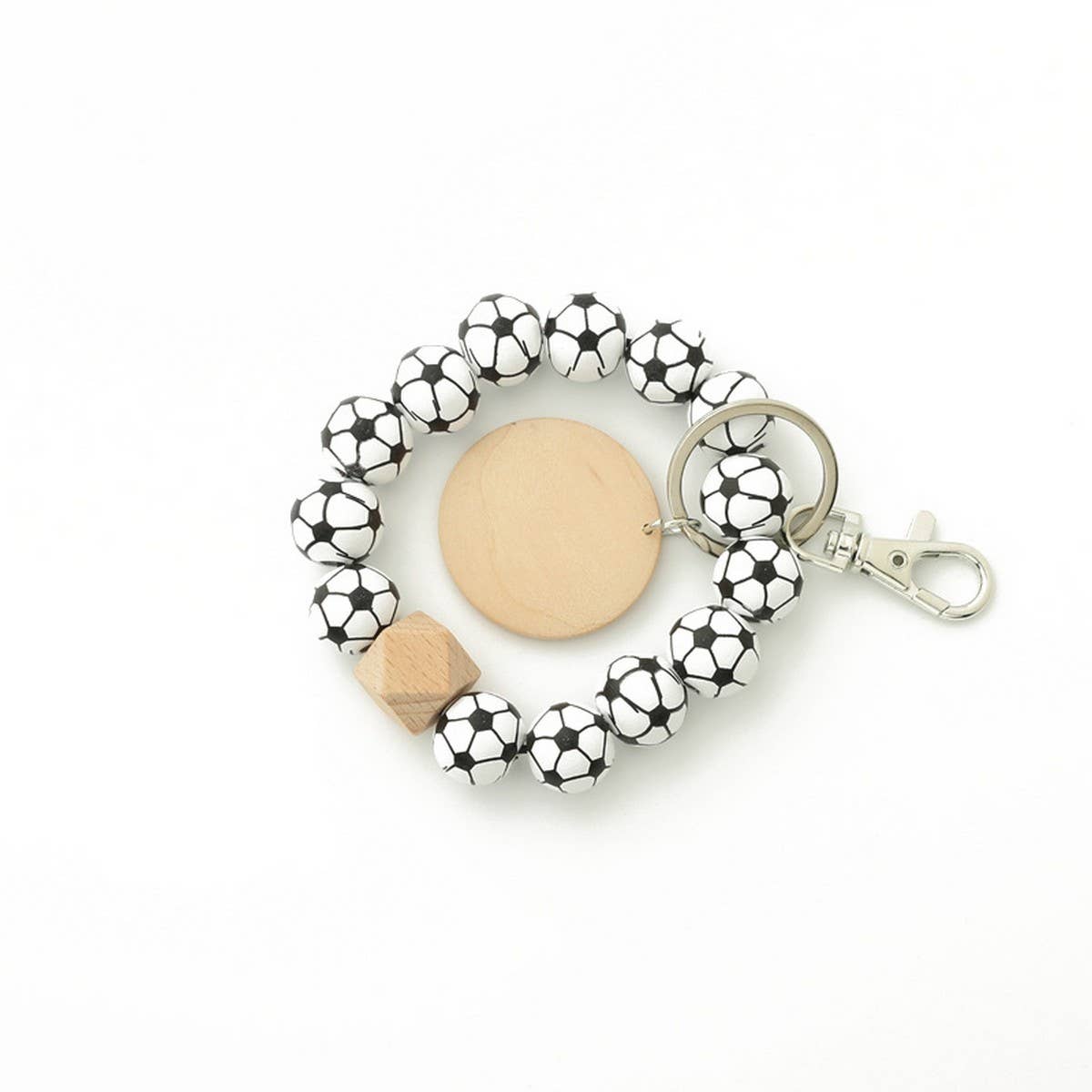 Sports Charm Wooden Beads Keychain_CWAB5102