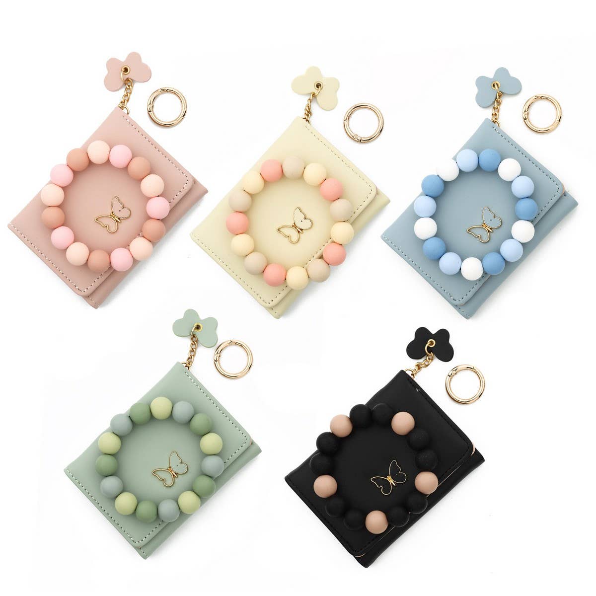 Butterfly Card Holder Wallet with Keychain Bracelet_CWAB4949