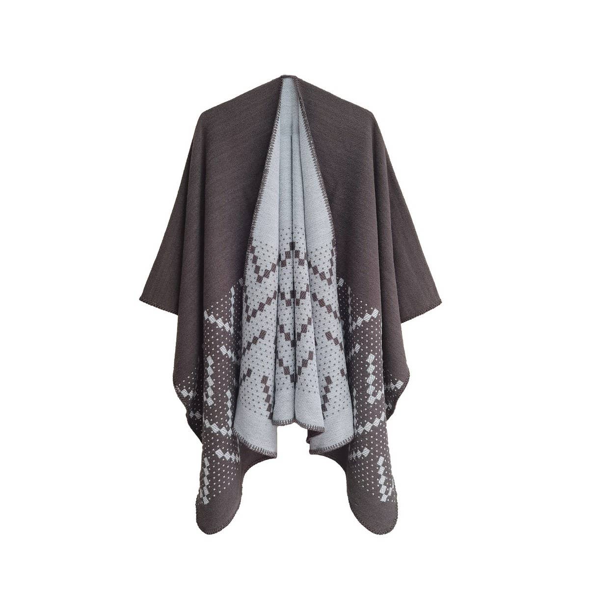 WOMEN COLOR MATCH WRAPPED CARDIGAN SHAWL