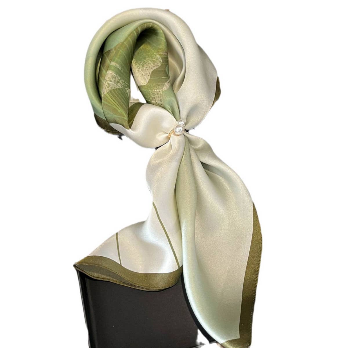 100% Silk Flower Scarf – Elegant Lotus Print Shawl_CWASC0541