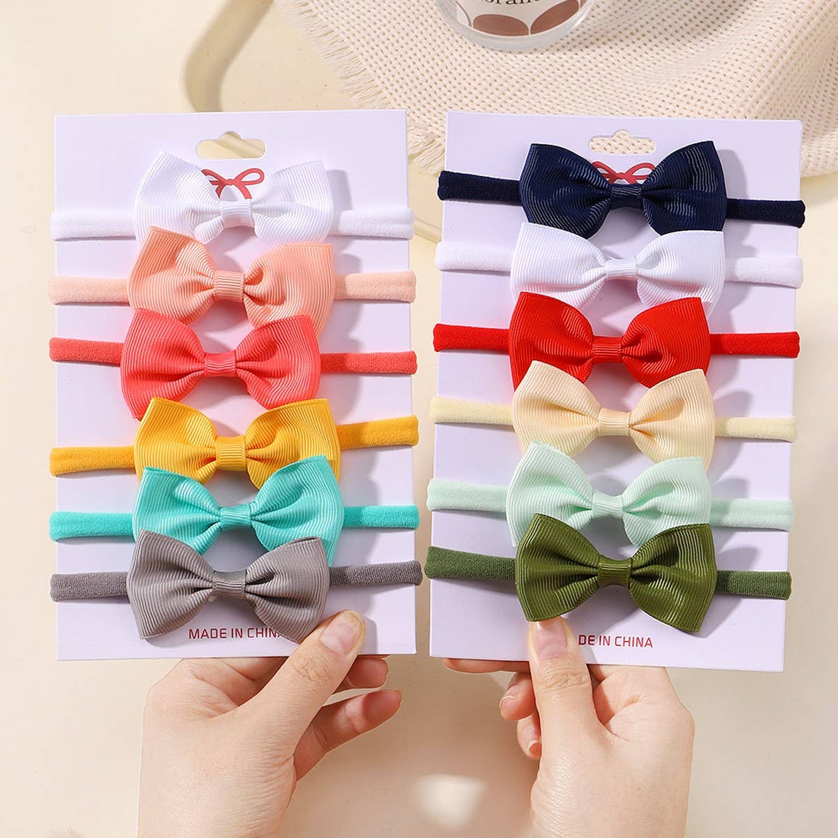 Kids Bow Headband Set ? Elastic Nylon No Marks